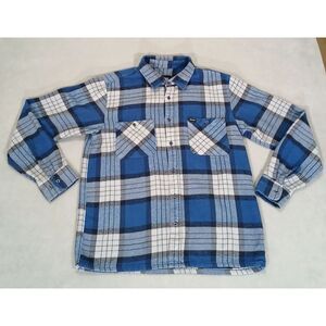Brixton Shirt Blue Flannel plaid Long‎ Sleeve Button Up Flat Pocket Size M